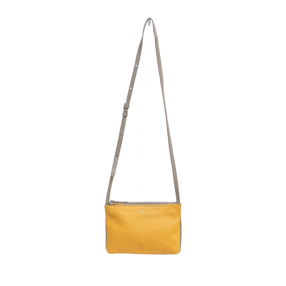 CELINE Trio Crossbody Bag Tri-Color Yellow White Taupe Leather Phoebe Philo - Picture 2 of 7